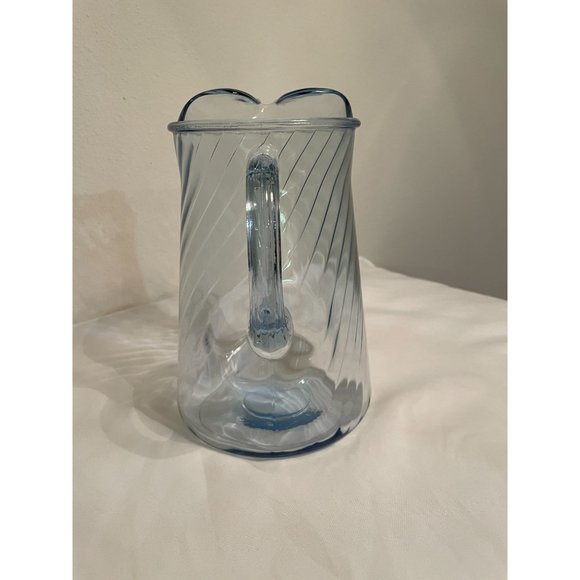 Vintage Blue Swirl Glass Pitcher - Picture 3 of 7